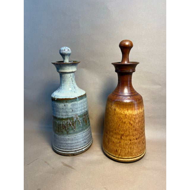 Pair of Midcentury Stoneware Decanters For Sale In San Francisco - Image 6 of 7