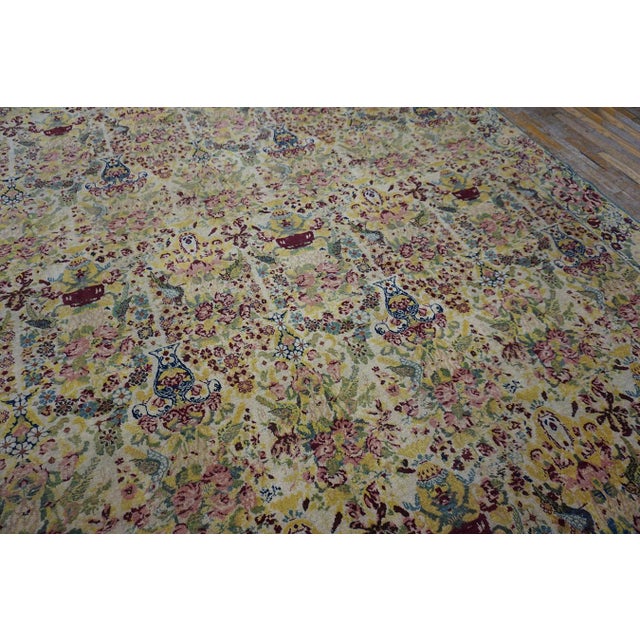 1890s Multicolor Floral Antique Persian Tehran Rug 9'8" X 12'6" Knotted Wool Carpet For Sale - Image 4 of 7