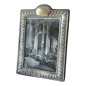New Hallmarked Italian Sterling Silver Beaded & Fluted Picture Frame – 4x6 – After Buccellati Ralph Lauren