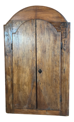 Antique Rustic Tuscan Window in Chestnut with Original Wrought Iron Hardware, 1800s