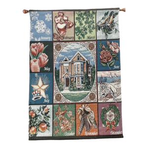 Vintage "Seasons" Woven Tapestry – Months of the Year, Cottagecore Decor