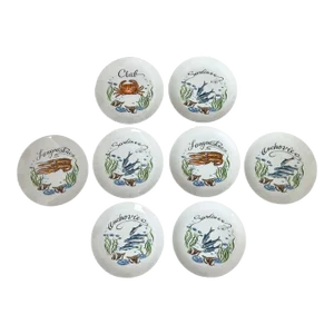 Vintage “Fruits Du Mer” HandPainted Porcelain Plates