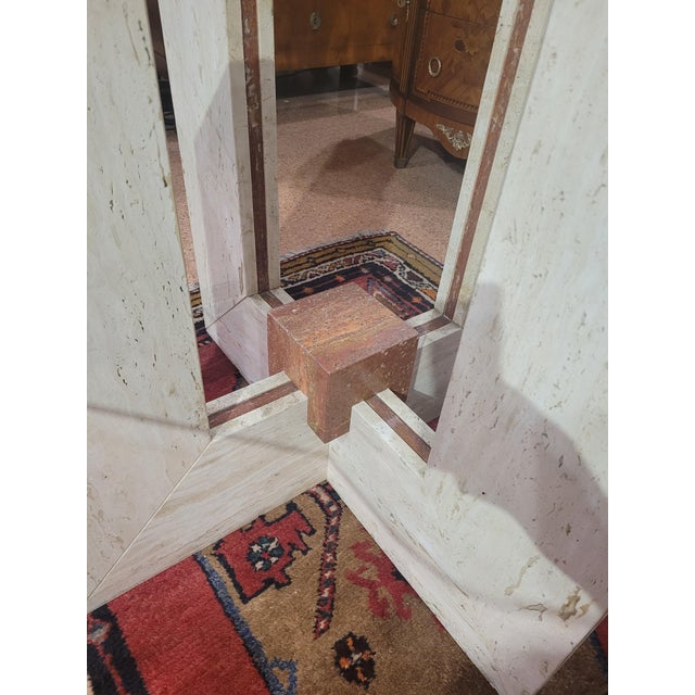 Travertine and Marble Dining Table with Glass Top, 1970s For Sale - Image 3 of 13