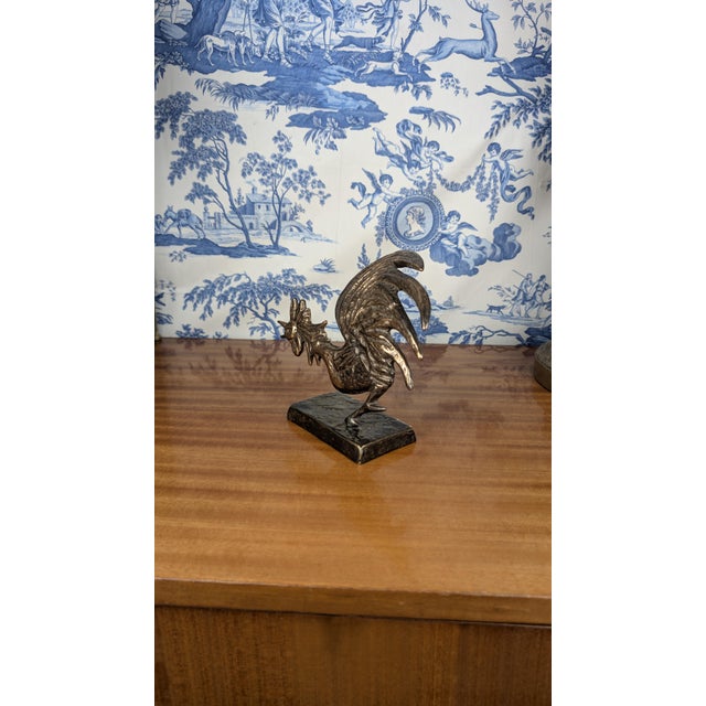 Vintage Gilded Bronze Cocorico Rooster Sculpture by Yves Lohé, 1990 For Sale - Image 4 of 13
