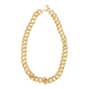 Gold Metal Link Chain Necklace Signed by Dugal 1990's