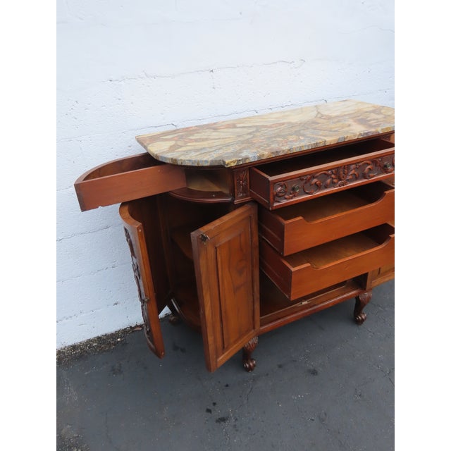 Early 1900s French Heavy Hand Carved Commode Marble Top Cabinet 6672 For Sale - Image 13 of 18
