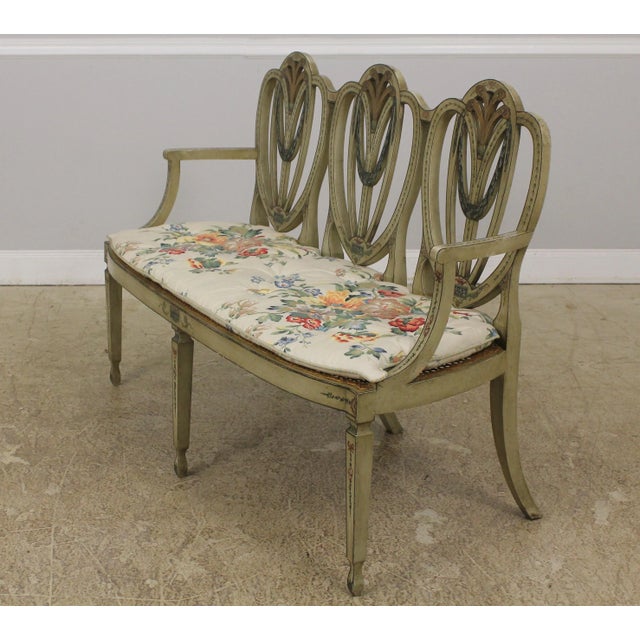 Traditional Adams Paint Decorated Triple Back Settee For Sale - Image 3 of 13