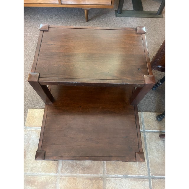 1970s Nichols & Stone Departures Collection Two Tiered Mission Style Side Table For Sale - Image 10 of 11