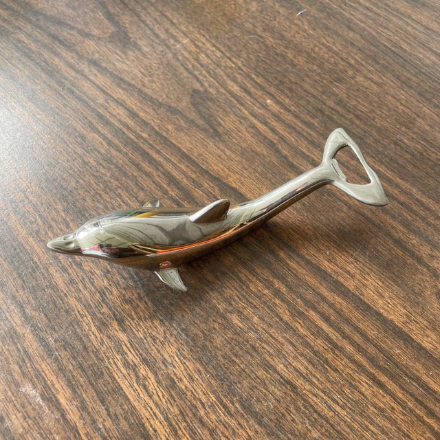 Mid Century Silver Dolphin Bottle Opener For Sale - Image 4 of 9