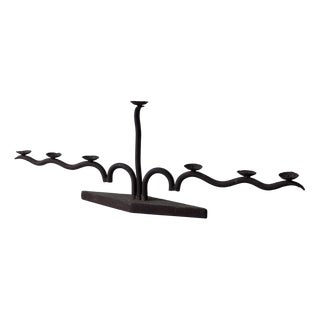 Large Brutalist Wrought Iron Candelabra, 1960s For Sale