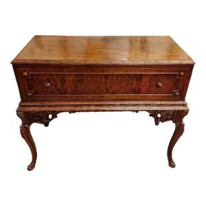 Antique French Carved Flame Mahogony Server Chest