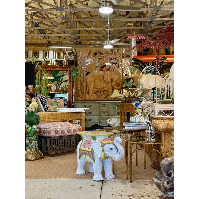 Mid-20th Century Regency Italian Terra Cotta Glazed Elephant Garden Seat or Side Table For Sale - Image 12 of 12