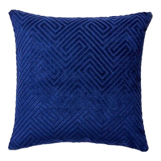 The House of Scalamandré Meander Velvet Outdoor Pillow, Navy For Sale