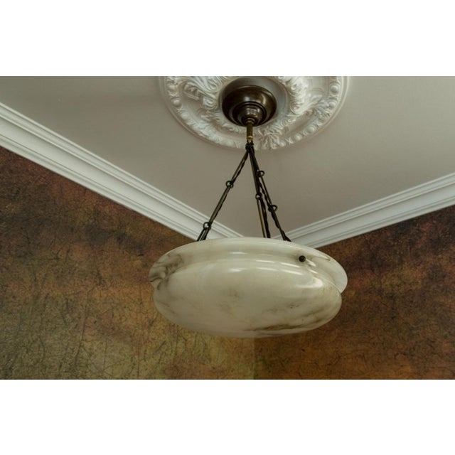 Brown Art Deco Alabaster and Brass Pendant Light, Germany, 1920s For Sale - Image 8 of 18