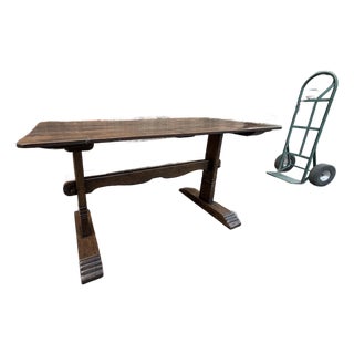 19th Century Oak Trestle Table For Sale
