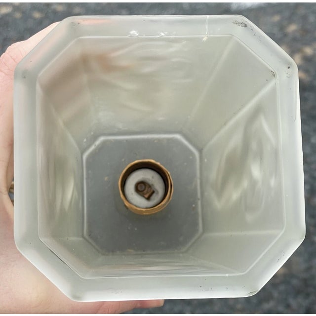 Art Deco Antique Art Deco Tiffin Frost Glass Torchiere Lamp 1920 Nude Nouveau For Sale - Image 3 of 15