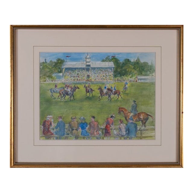 British Polo Match #2 Watercolour by Helen Anderson (British, 20th Century) For Sale