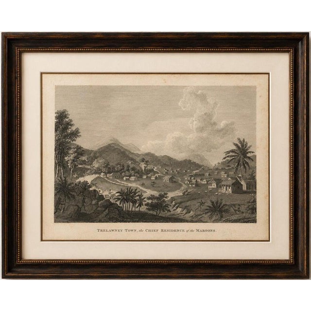 Antique View of Trelawney Town, Jamaica Maroons, Bryan Edwards, 1818 Original antique engraved view titled "Trelawney...