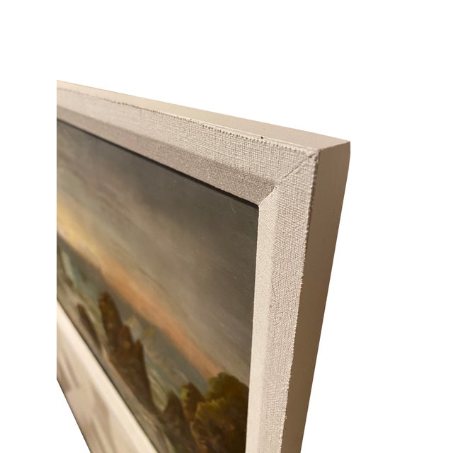Mid-Century Sea Oil Painting With Linen Frame For Sale In Phoenix - Image 6 of 9