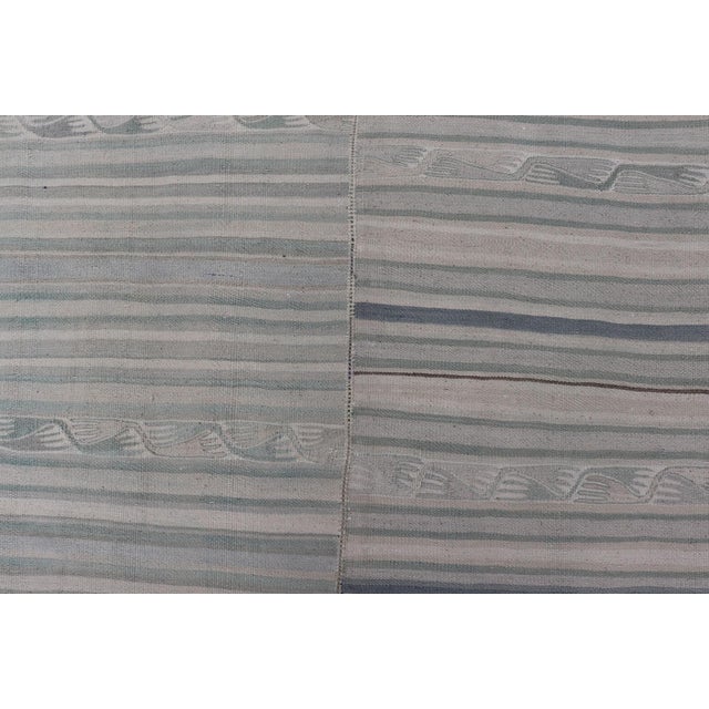 Vintage Turkish Paneled Flat-Weave Kilim in Muted Colors With Stripe Design 9'2"x11'6" For Sale - Image 10 of 12