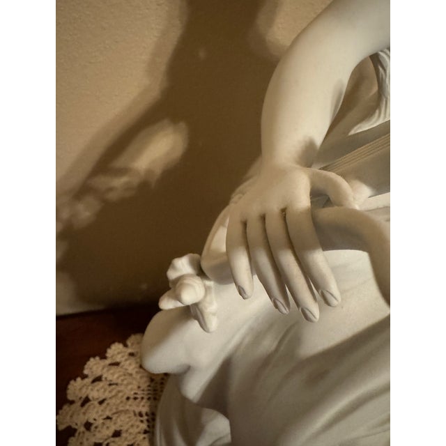 Ceramic Large French Bisque Porcelain Muse With Mandolin Sculpture After Luca Madrassi For Sale - Image 7 of 10