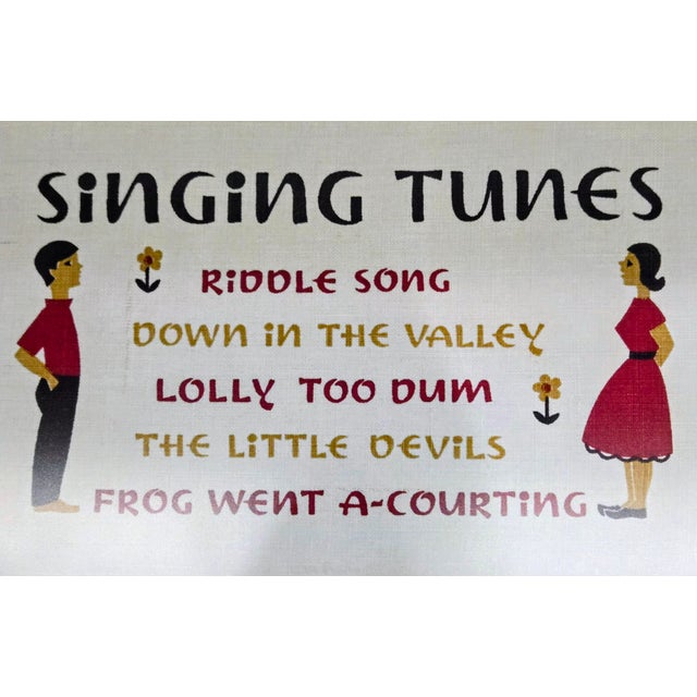 American Folk Song Sampler ‘Singing Tunes’ – Set of 6 Framed Needlepoints, Attributed to Paragon Needlecraft For Sale - Image 3 of 14