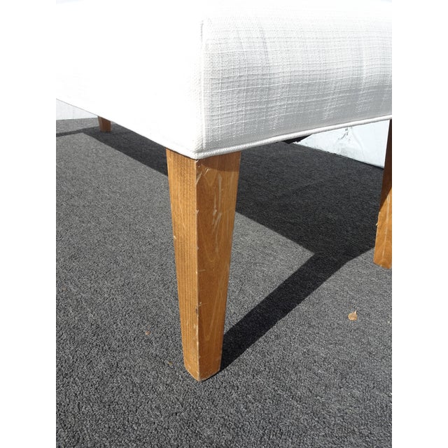 Modern White Bed Side Bench With Brown Legs & Designer Fabric For Sale - Image 12 of 12