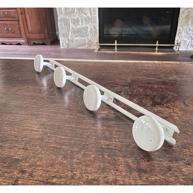 Mid 20th Century French White Enamel Four Peg Coat Rack For Sale - Image 14 of 16