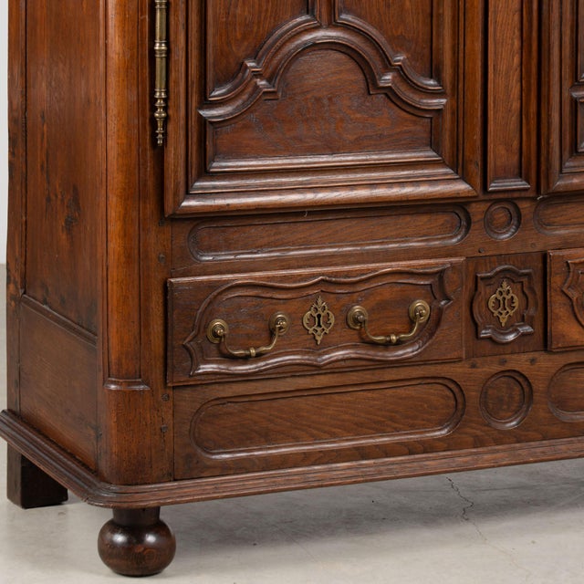 Wood Late 18th Century French Carved Oak Two-Door Armoire For Sale - Image 7 of 12