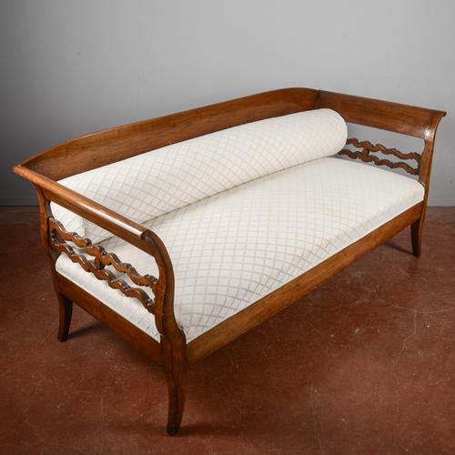 Three-Seater Sofa in Walnut For Sale - Image 3 of 9