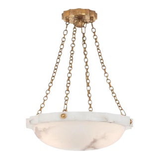 Visual Comfort Chapman & Myers Fluted Band Medium Chandelier in Alabaster For Sale