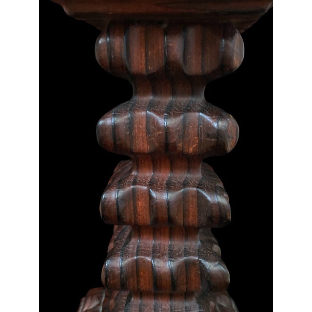 Mid-Century Brutalist Candlestick in Wood, 1950s For Sale - Image 4 of 8
