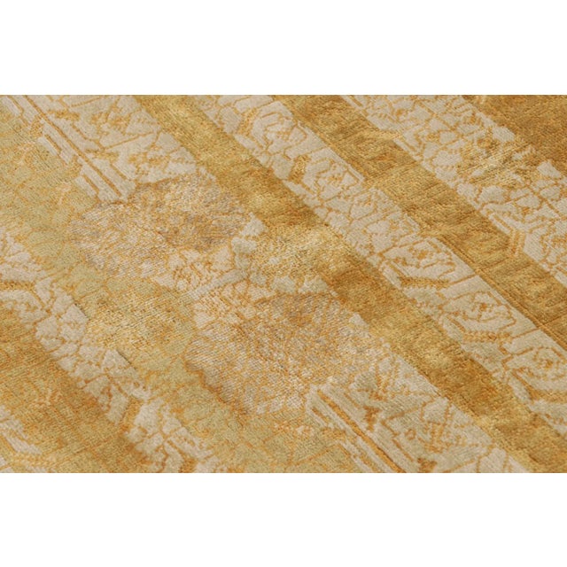 2010s Rug & Kilim’s Samarkand-Inspired Rug, Muted Geometric-Floral Patterns in Gold For Sale - Image 5 of 8