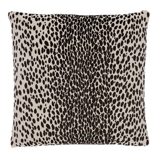 Schumacher Cheetah Velvet 22" Pillow in Java For Sale