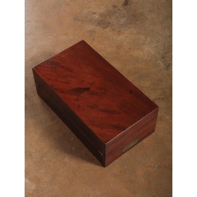 Early 20th Century Early 20th Century Mahogany Writing Slope Lap Desk Box With Red Leather Interior and Brass Hardware For Sale - Image 5 of 14