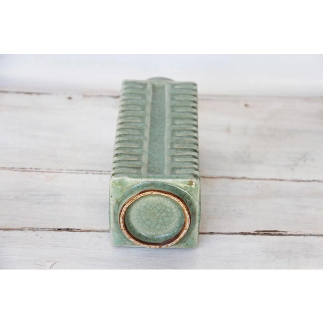 Chinese Longquan Celadon Crackle Glazed Cong-Form Vase For Sale - Image 11 of 13