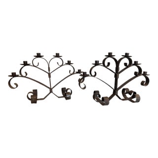 Wrought Iron Oversized Candle Holders, Pair For Sale