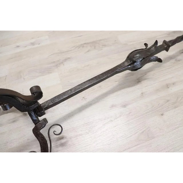 Antique Candelabra in Forged Iron, 1650s For Sale - Image 9 of 13