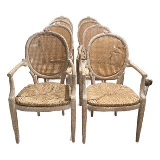 Lorin Marsh Late 20th Century Faux Bois Dining Chairs- Set of 8 For Sale