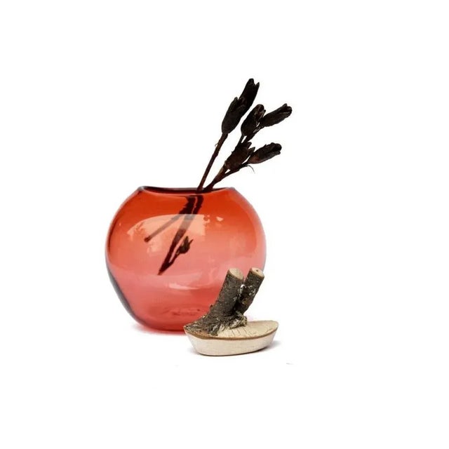 Peach Double Branch Vase by Pia Wüstenberg For Sale - Image 4 of 7