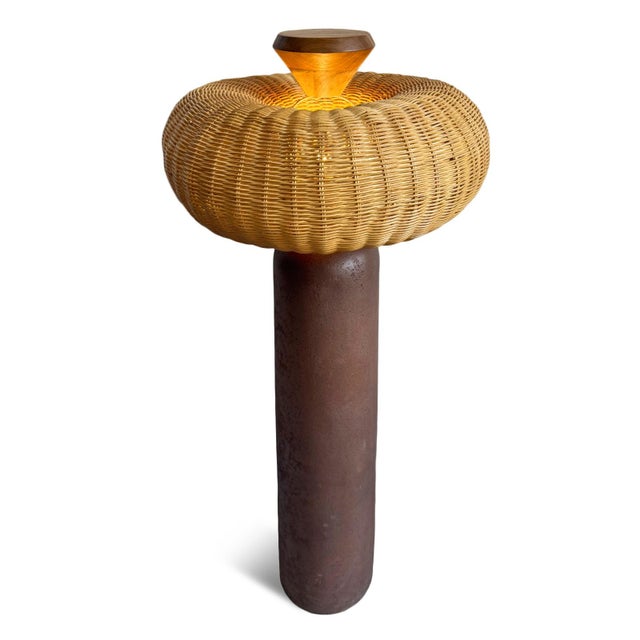 Terra Halo Rattan Floor Lamp For Sale - Image 4 of 12