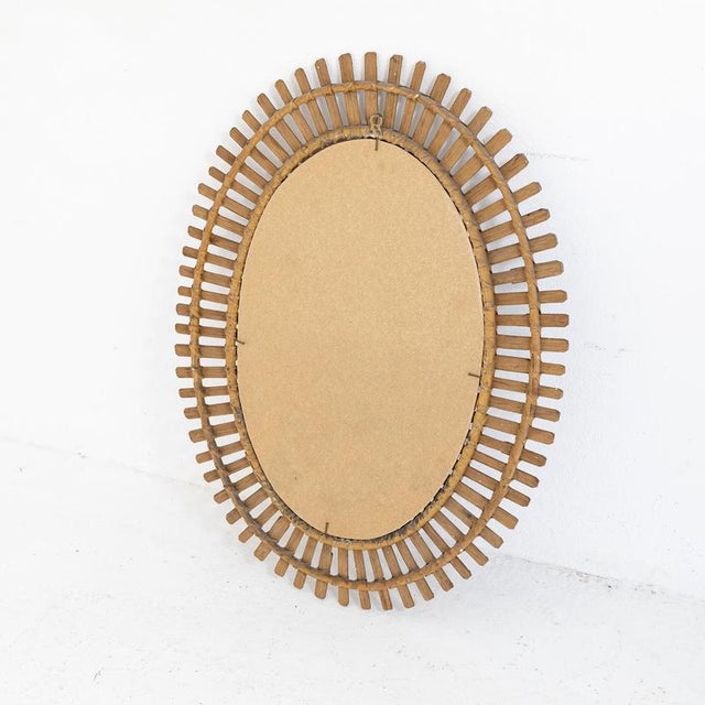 1960s Oval Bamboo and Rattan Mirror, 1960s For Sale - Image 5 of 6