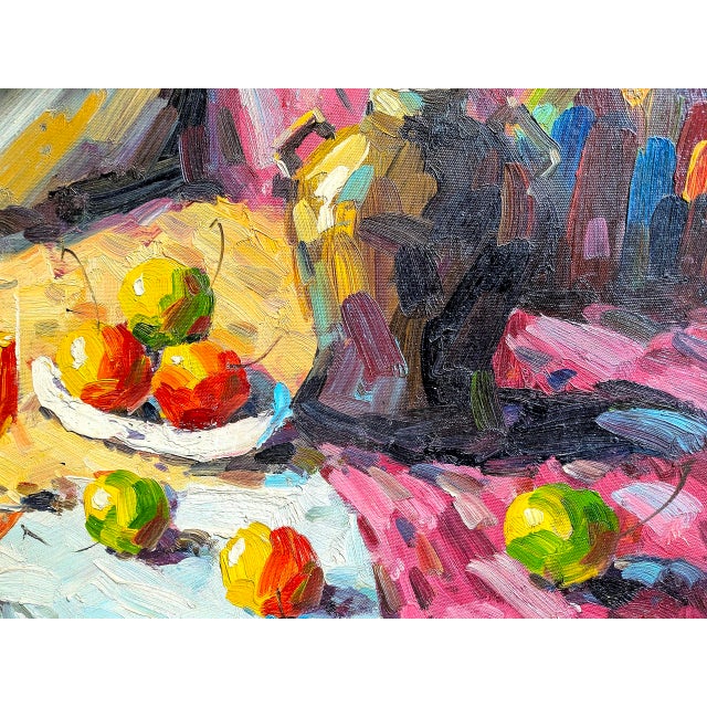 1950s Signed "Clementine Mid-Century Modern Impressionist Still Life Oil Paintings - A Pair For Sale - Image 9 of 13