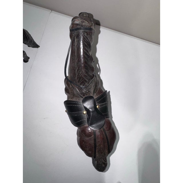 1930s Pair of Vintage 1930s-1940s Leather Horses For Sale - Image 5 of 12