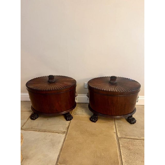 Wood Antique George III Mahogany Wine Coolers, 1800s, Set of 2 For Sale - Image 7 of 18