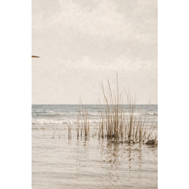 White Egret Coastal Scene, Minimalist Beach Wall Art Print, 24″ × 36″ For Sale - Image 8 of 9