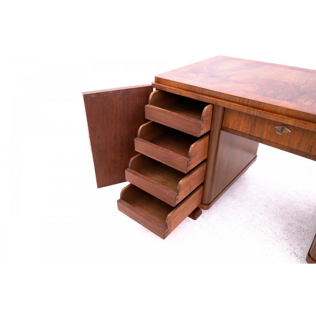 Wood Small Art Deco Desk, Poland, 1920s For Sale - Image 7 of 12