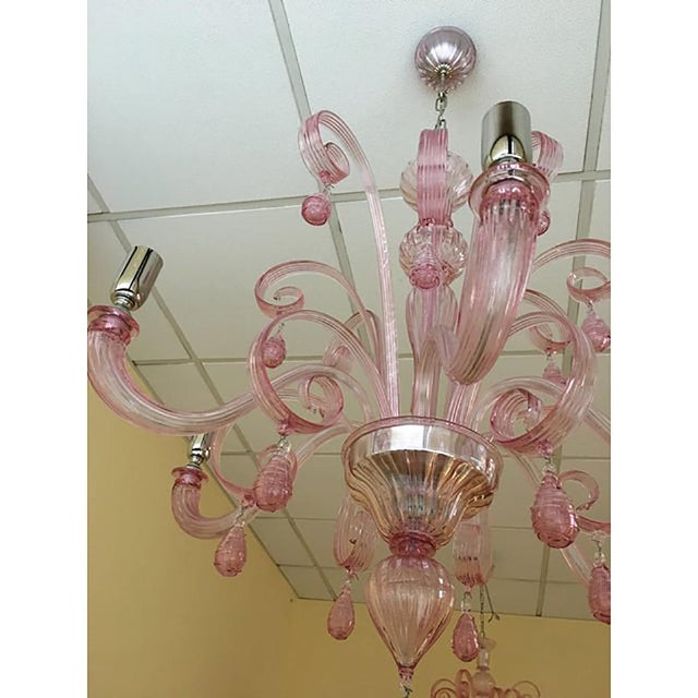 Murano Glass Chandelier in Pink by Simoeng For Sale - Image 4 of 9