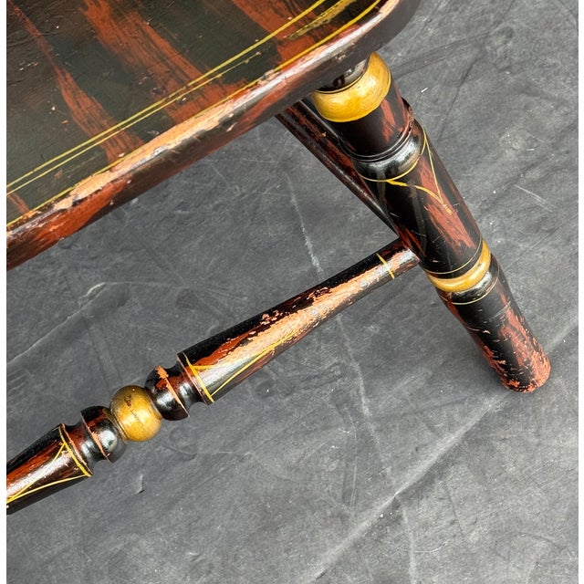 American Ebonized Captain's Chair With Federal Style Fruitful Bounty Basket For Sale - Image 11 of 16