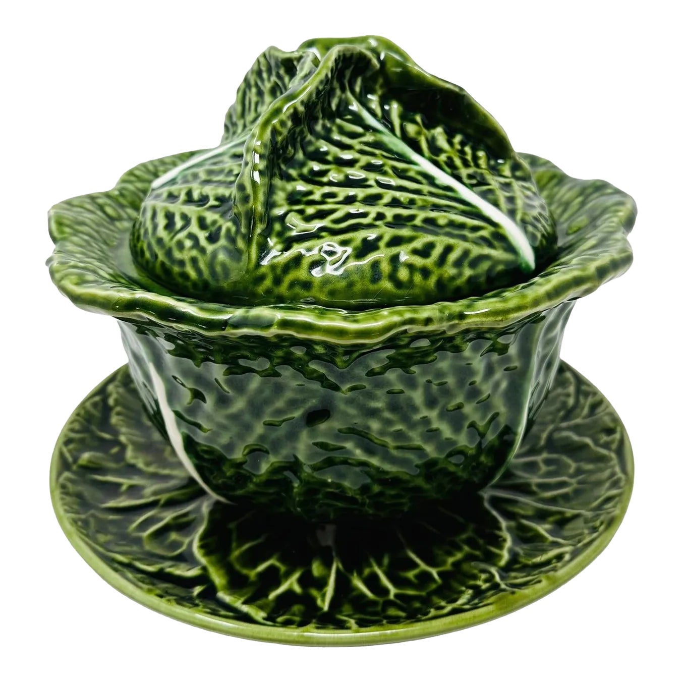 Vintage Jay Willfred Cabbage Lidded Soup Tureen With Under Plate